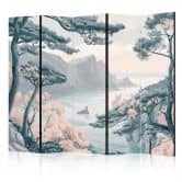 Paravent, Raumteiler freistehend, Trennwand - Mountainous Coast: Pastel Blues 