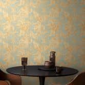COSMOPOLITAN Tapete Dschungeloptik Blau Gold - natürliche Botanic Vliestapete 