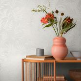 COSMOPOLITAN Blattmuster Tapete Creme Weiß - florale Vliestapete Esszimmer Küche 