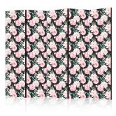 Paravent, Raumteiler freistehend, Trennwand - Peonies - Pink Floral Graphite 