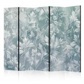 Paravent, Raumteiler freistehend, Trennwand - Ornaments in Rubbed Faded Turquoise: Floral Pattern 