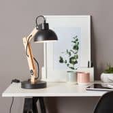 Tischleuchte Lisa, schwarz, 41,5 x 16 cm, Holz Tischlampe 