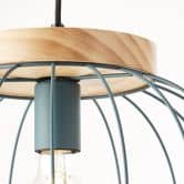 Pendelleuchte Oliver, blau, 130 x 35,5 cm, Holz Pendelleuchte 