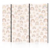 Paravent, Raumteiler freistehend, Trennwand - Spring - Pastel Rainbows on a Rainy Day with Hearts 