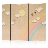 Paravent, Raumteiler freistehend, Trennwand - Holiday Sky - A Rainbow on a Sunny Day and Flying Birds 