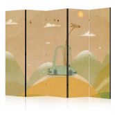 Paravent, Raumteiler freistehend, Trennwand - Dreamy Traveler: Giraffe Driving a Car 