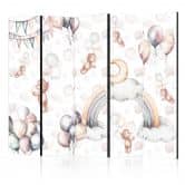 Paravent, Raumteiler freistehend, Trennwand - Plush Bears with Balloons - Pastel Hues 