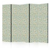 Paravent, Raumteiler freistehend, Trennwand - Giraffe Pattern in Turquoise Spots on a Light Background 
