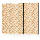 Paravent, Raumteiler freistehend, Trennwand - Drawn Pattern in Spots and Dots in Orange and Ecru 
