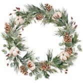 Winter Fensterbild Tannenkranz mit Zapfen und Baumwollblüten | Fensterdeko Weihnachten 
