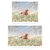 Papier peint photo chambre enfant Chevaux dans un pré fleuri - Kikki Belle 