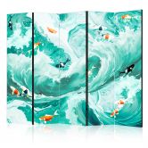 Paravent, Raumteiler freistehend, Trennwand - Koi Fish Among Waves 