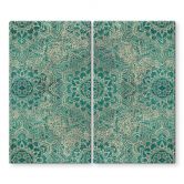 Kogeplade Mandala Boho guld-grøn - Bloomery Decor 