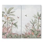 Herdabdeckplatte Tropische Idylle mit Kolibri Blau - Bloomery Decor 