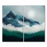 Afdekplaat voor fornuis Mistig landschap bij nacht - SpaceFrog Designs 