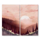 Afdekplaat voor fornuis - Roze zonsondergang boven het bos - SpaceFrog Designs 