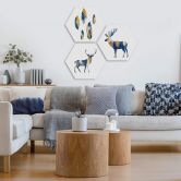 Hexagon - Alu-Dibond Orara Studio - Leaves Blue and Yellow 