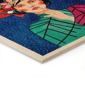Wood Print Woman with hummingbird in the starry night - Hülya 