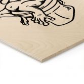 Holzbild Warten auf der Toilette - Humorvolle Frosch-Illustration - Royle 