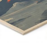 Houten Wanddecoratie volle maan boven de top van Fuji-san - Roze 