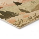 Tableau sur bois Pastel Paysage de montagne avec fleurs - Treechild 