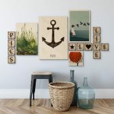 Holzbild Moin mit Anker - Shabby 