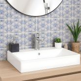 Fliesenaufkleber Blau Florales Muster im Art Deco Stil - 12er Set 