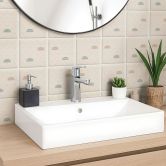 Fliesenaufkleber Boho - Fächer creme rotbraun grün - 12er Set 