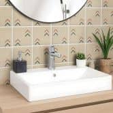Fliesenaufkleber Boho - Fischgrätenmuster sand rotbraun grün - 12er Set 