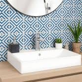 Fliesenaufkleber Watercolor - Diagonale Quadrate - Blau - 12er Set 