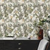 Pflanzen-Tapete mit Blüten Grau Grün - Vliestapete mit Blumen floral 