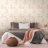 Tapete mit gezeichneten Blüten Weiß Beige - Vliestapete floral mit Blumen 