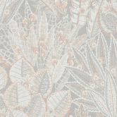 Naturinspirierte Vliestapete in Erdtönen - Botanisches Muster in Creme Beige Grau 