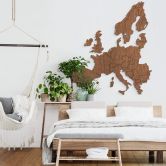 World Map Middle Europe Wood Mahogany veneer 