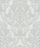 Vliestapete mit ornamentalem Damask-Motiv Grau Ornamental  