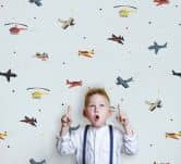 Kindertapete, Vliestapete mit Illustration Kids Walls blau, bunt 