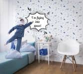 Kindertapete, Vliestapete mit Illustration Kids Walls weiß, blau 