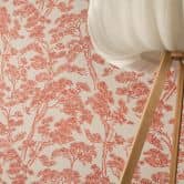 Non-woven wallpaper Lin Zen Branches beige red metallic asian - orange trees forest wallpaper branches 