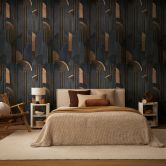 Non-woven Wall Mural Art Deco Bows Black Brown Beige matt expandable 1,59 x 2,80 m Wall Art 