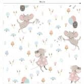 Mustertapete fürs Kinderzimmer - Kleine Mäuse mit Luftballons - UN Designs 
