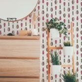 Mustertapete - Bunte Käfer - rosa 