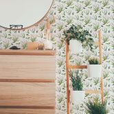 Mustertapete - illustrierte Blüten - grün 