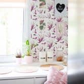 Mustertapete - illustrierte Blüten - pink 