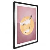 Poster Weiß-goldene Kraniche am pinken Himmel - Aureous 