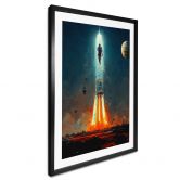 Poster Heine - Ab ins All - Raketenstart - Astro Cruise 