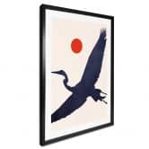 Poster Kubistika - Kranich mit roter Sonne 