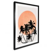 Poster Palmen vor der orangen Sonne - Kubistika 