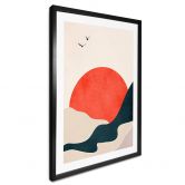 Poster Sonnenaufgang in der Landschaft mit Tauben - Kubistika 