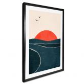 Poster Sonnenuntergang am Meer mit Tauben - Kubistika 