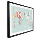 Poster Fliegende Tiere mit Heißluftballon - Skellern 